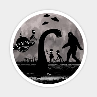 Bigfoot Loch Ness Monster And Aliens Magnet